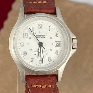 Vintage Brittania Watch Satin Silver Tone Stainless Steel